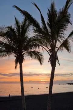 Sundown on the beach Stock Photos