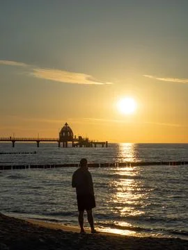 Sundown at the beach of Zingst Stock Photos