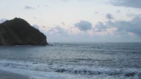 Sundown on the beautiful beach Stock Footage 133647008