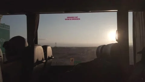 Sundown Bus Emergency Exit Window Vídeo Stock 172503488