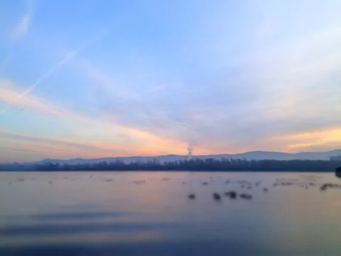 Sundown at Enisey river in Siberia Stock Footage 34306795