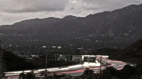 Sundown on Freeway (Time lapse) Stock Footage 8974846