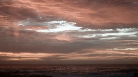 Sundown Moody Clouds Over Sea At Cape Town, South Africa Stock Footage 104289491