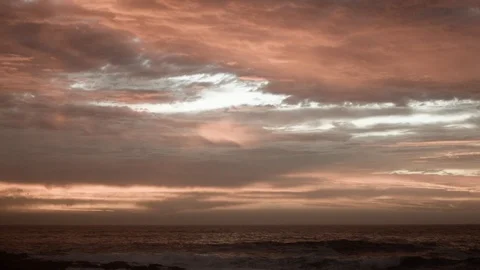 Sundown Moody Cloudy Vanilla Sky And Several Small Flocks Of Birds Over Sea Stock Footage 104288460
