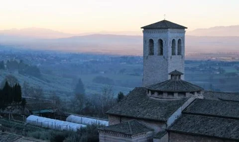 Sundown over Assisi Stock Photos