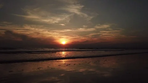 Sundown over beach Stock Footage