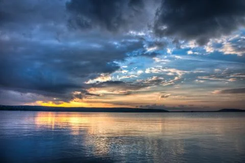 Sundown over an lake Stock Photos