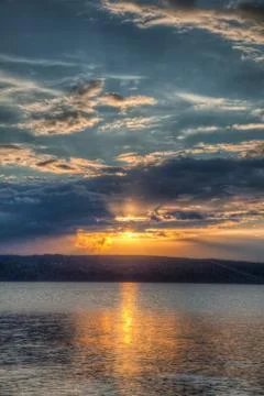 Sundown over an lake Stock Photos