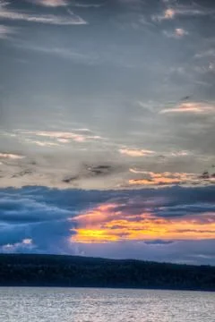 Sundown over an lake Stock Photos