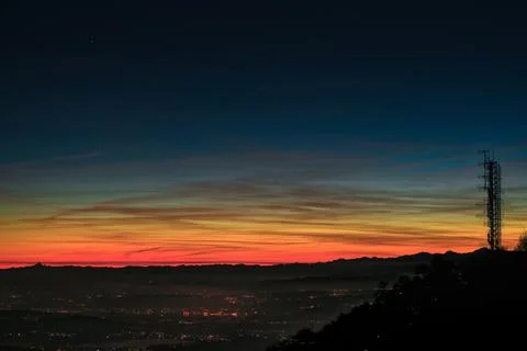Sundown over the mountains Stock Photos