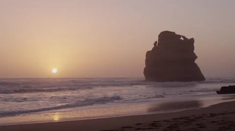 Sundown over Ocean featuring at 12 Apostle - Australian Outback Video stock 46134373