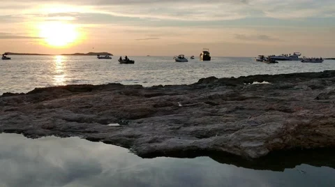 Sundown over the water Stock Footage 55259694