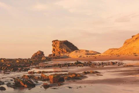 Sundown On The Pacific Ocean Stock Photos