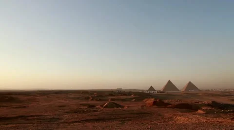 Sundown at the Pyramids of Giza Stock Footage