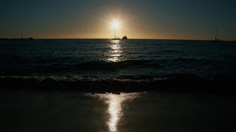 Sundown on resort beach island Stock-Footage 124748375