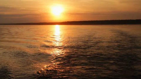 Sundown on river. 03 Video stock 25827636