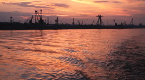 Sundown on river. 05 Video stock 25913831