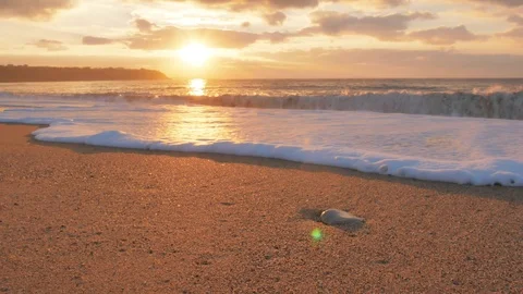 Sundown on the sea shore. Video stock 71753145