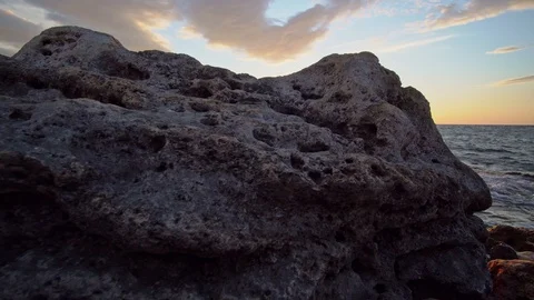  Sundown on the sea shore.  Stock Footage 124013438