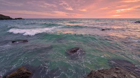Sundown on the sea shore. Stock Footage 125599160