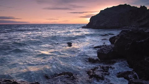 Sundown on the sea shore. Stock Footage 125599290