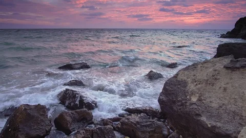 Sundown on the sea shore. Video stock 125655827