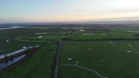 Sundown at Stert Point and Bridgewater Bay Aerial Stock Footage 294016207