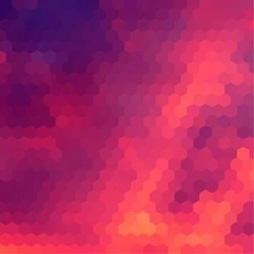 Sundown themed background with hex grid Stock Illustration