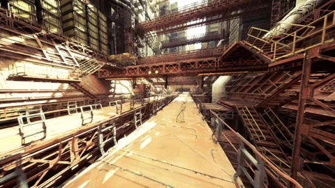 Sundrenched control platform with detailed panels and electronic wiring Stock Footage 339790994