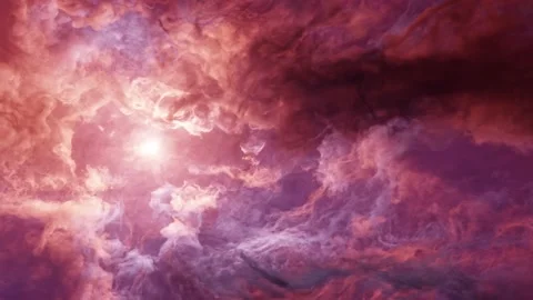 Sundrenched golden hour clouds in orange and violet colors time lapse Stock Footage