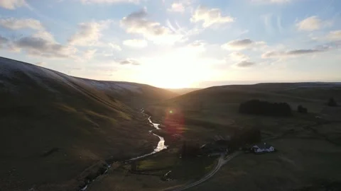 Sunet over river Stock Footage 201877967