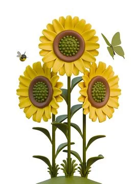 Sunflower 3D Design Element Stock Illustration