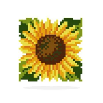 Sunflower beading pattern. Pixel sunflower image. cross stitch pattern vector Stock Illustration