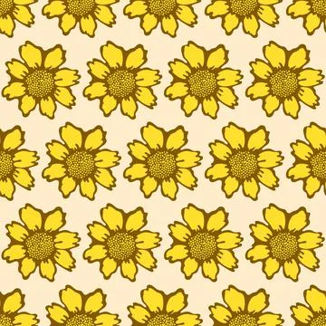 Sunflower blossoms spring seamless repeat pattern. background illustration Illustrazione stock