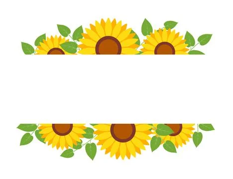 Sunflower border frame background. Sunflower template invitation greeting car Illustrazione stock