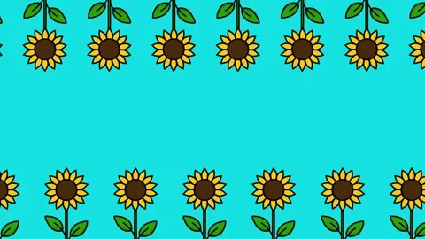 Sunflower Border Loop Animation Opposite Motion Stock Footage 330090648