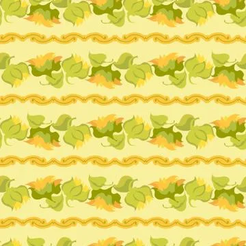 Sunflower border seamless pattern on light yellow background 스톡 일러스트