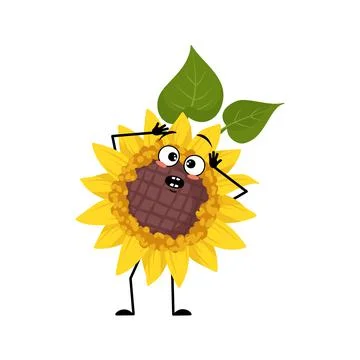 Sunflower character with panic emotions Stock Illustration