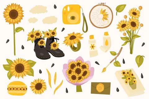 Sunflower collection Illustrazione stock