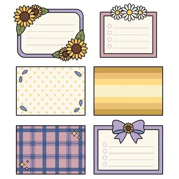 Sunflower Daisy Floral Sticky Note Bundle Stock Illustration