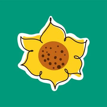 Sunflower Doodle Sticker Stock Illustration