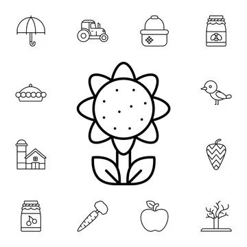 Sunflower flat vector icon in autumn pack Stock Illustration