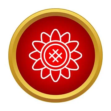 Sunflower flower icon on red button design 스톡 일러스트