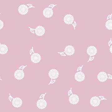 Sunflower flower line vector seamless pattern Illustrazione stock