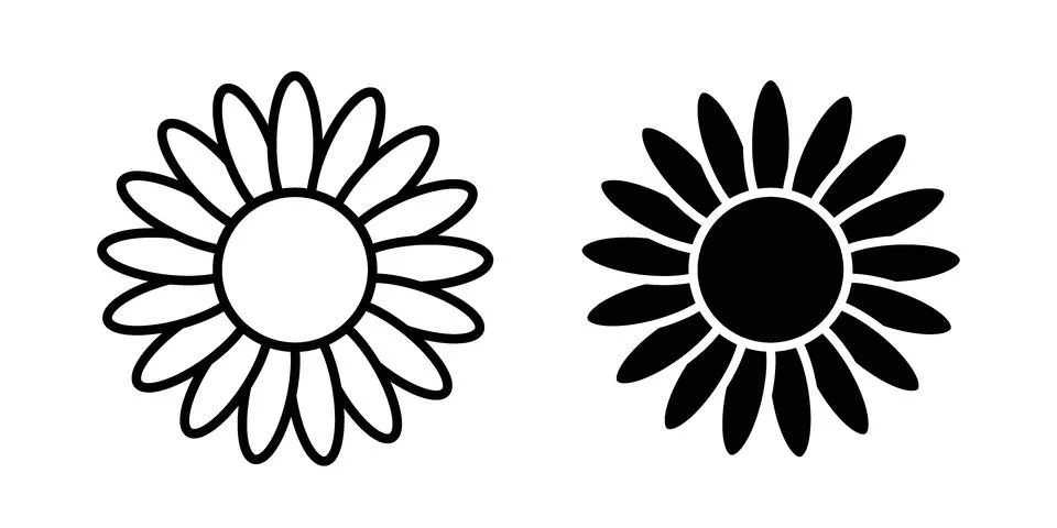 Sunflower icon black vector isolated on white Stock Illustration