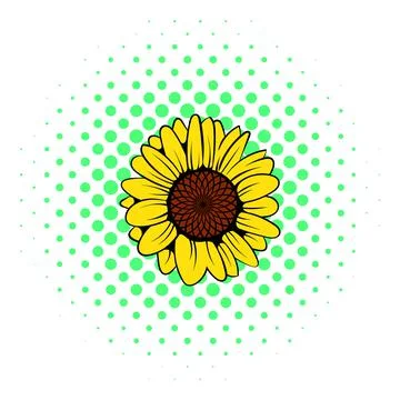 Sunflower icon, comics style Stock Illustration