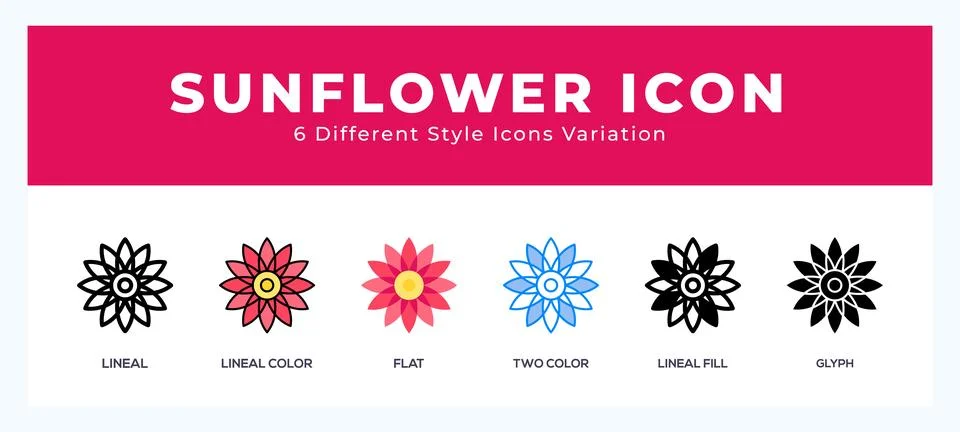 Sunflower icon in different style vector illustration. Stock Illustration