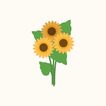 Sunflower icon in flat style. Stock Illustration