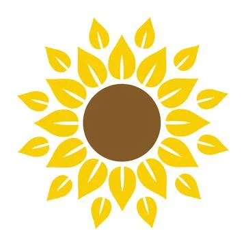 Sunflower icon in flat style vector isolated, leaf botany ecology logo template. Stock Illustration