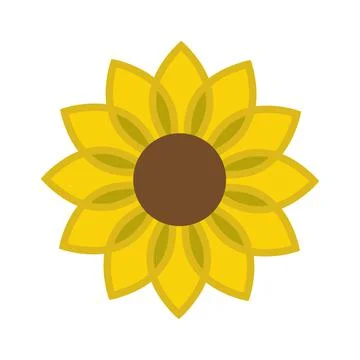 Sunflower icon in flat style vector isolated, leaf botany ecology logo template. Stock Illustration